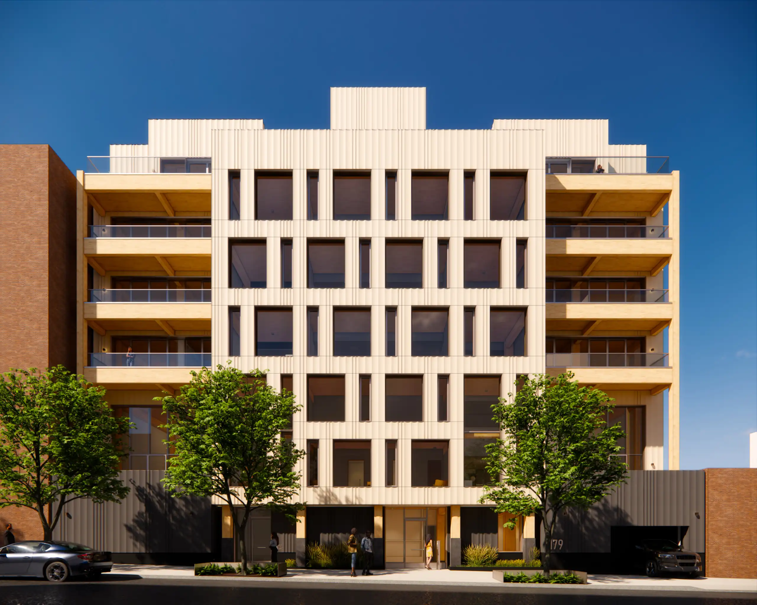 Exterior elevation of 179 North 10th Street showing the terra-cotta clad façade