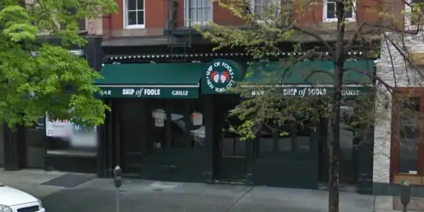 Green awnings of the original Ship of Fools bar on Second Avenue, which plans to reopen at 1152 First Avenue on the Upper East Side