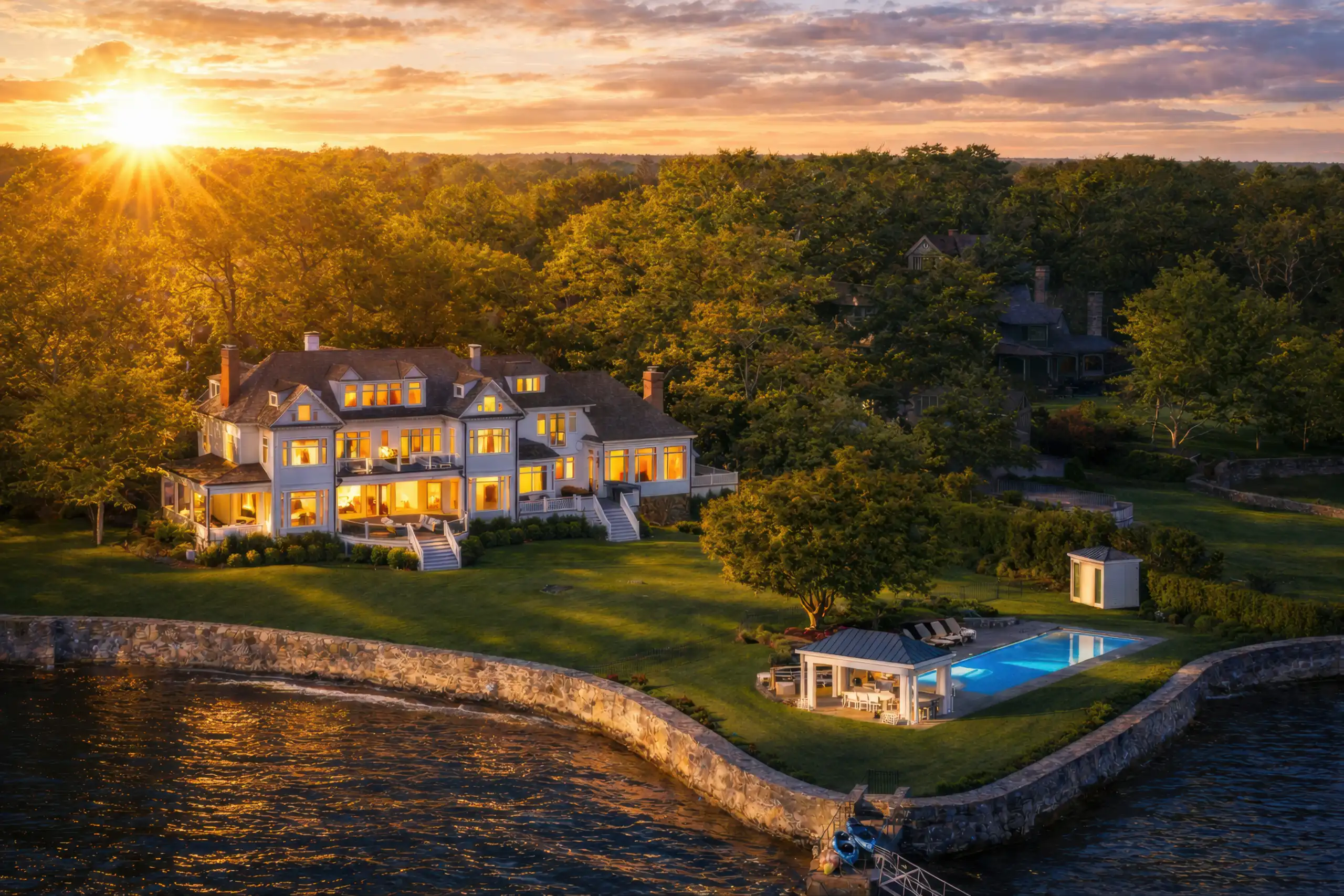 HommockExterior-2-Twilight Drone-Sunset- hi-res