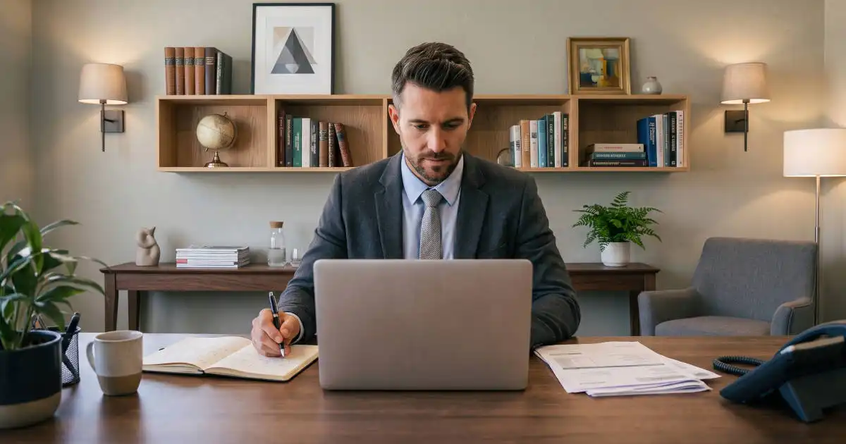 A real estate professional reviewing software subscription costs on a laptop