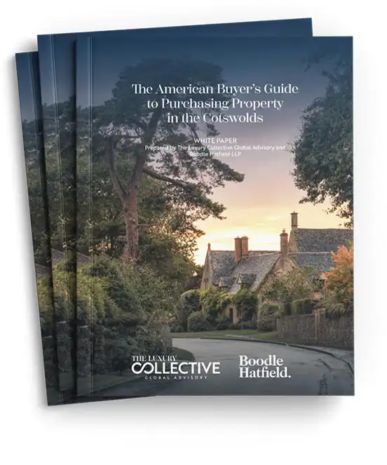 The American Buyer's Guide to Purchasing Property in the Cotswolds — white paper cover mockup