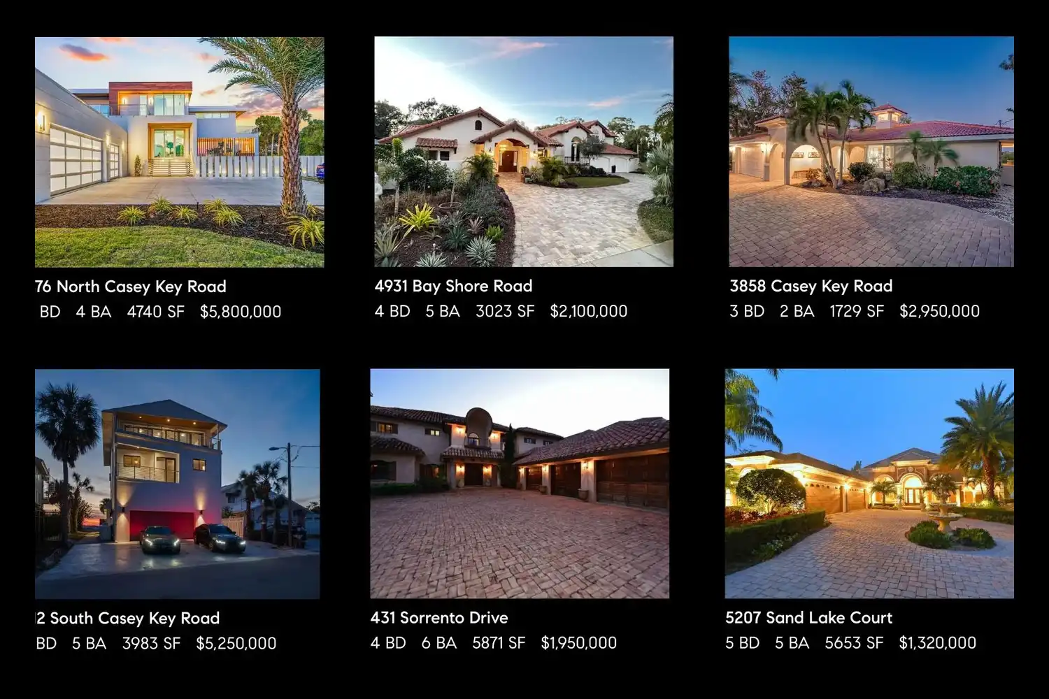 A selection of luxury properties represented by Daniel in Florida