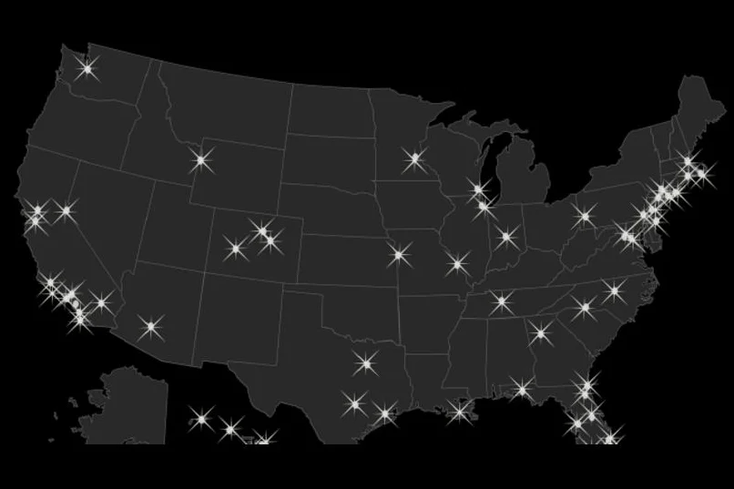 Map of the professional network in the United States