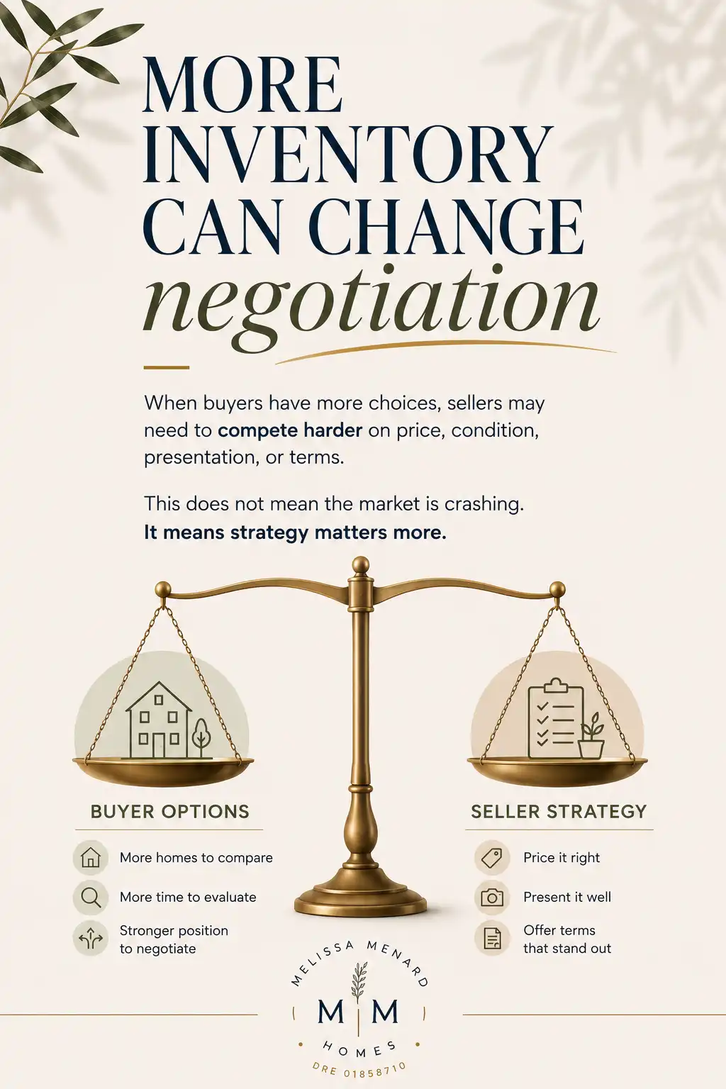 Real estate negotiation infographic showing buyer and seller balance.