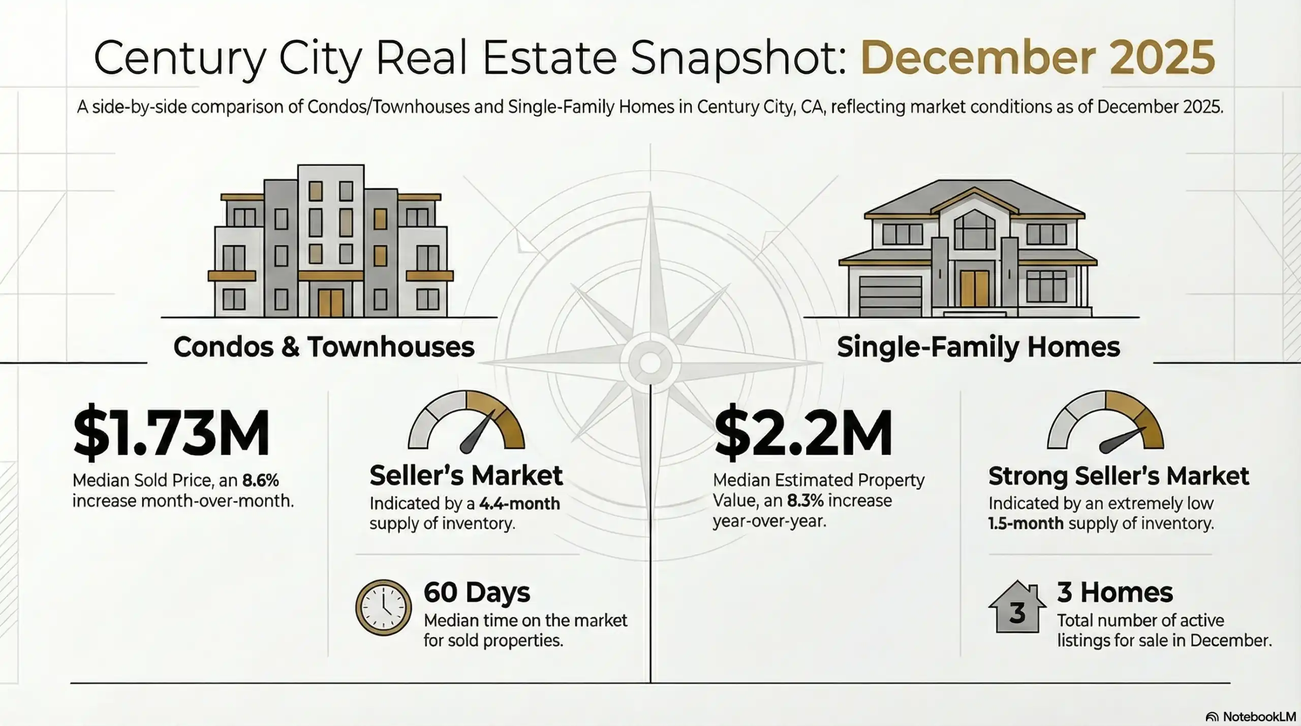Melissa Menard Century City real estate market report graph showing median sold price trends for January 2026.