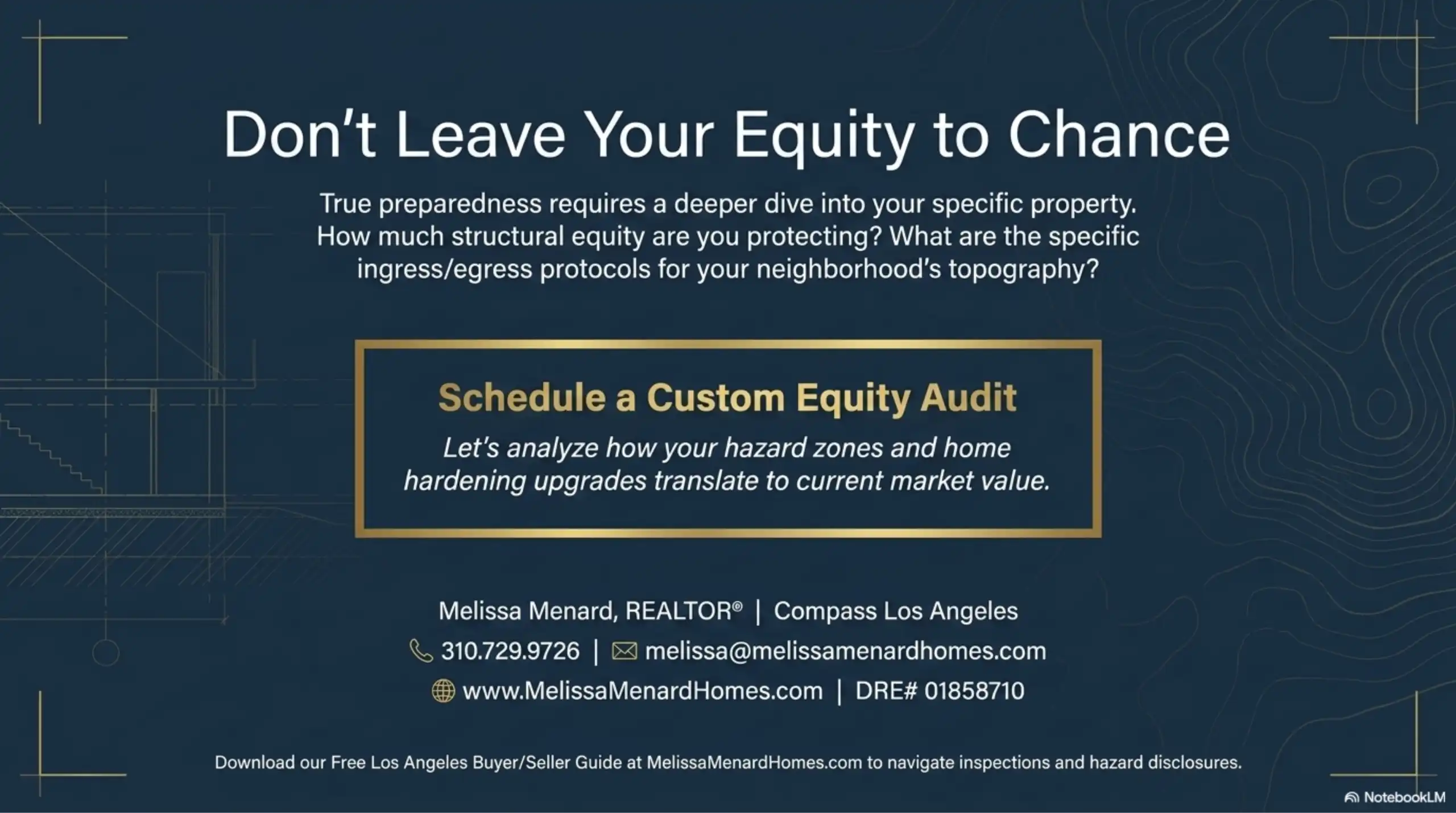 Los Angeles real estate presentation concluding slide offering a custom equity audit.