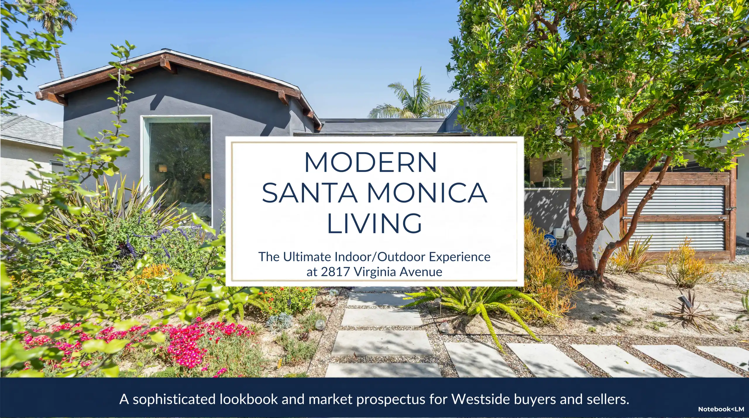 Modern dark stucco house exterior with concrete pavers and native landscaping.