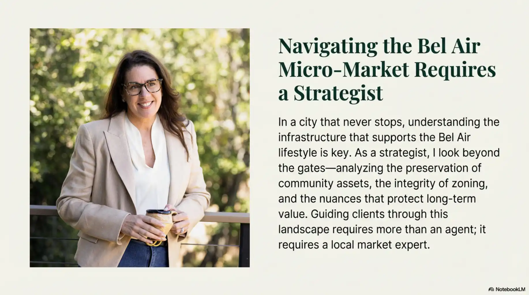 Melissa Menard smiling warmly while leaning on a balcony railing with greenery in the background.