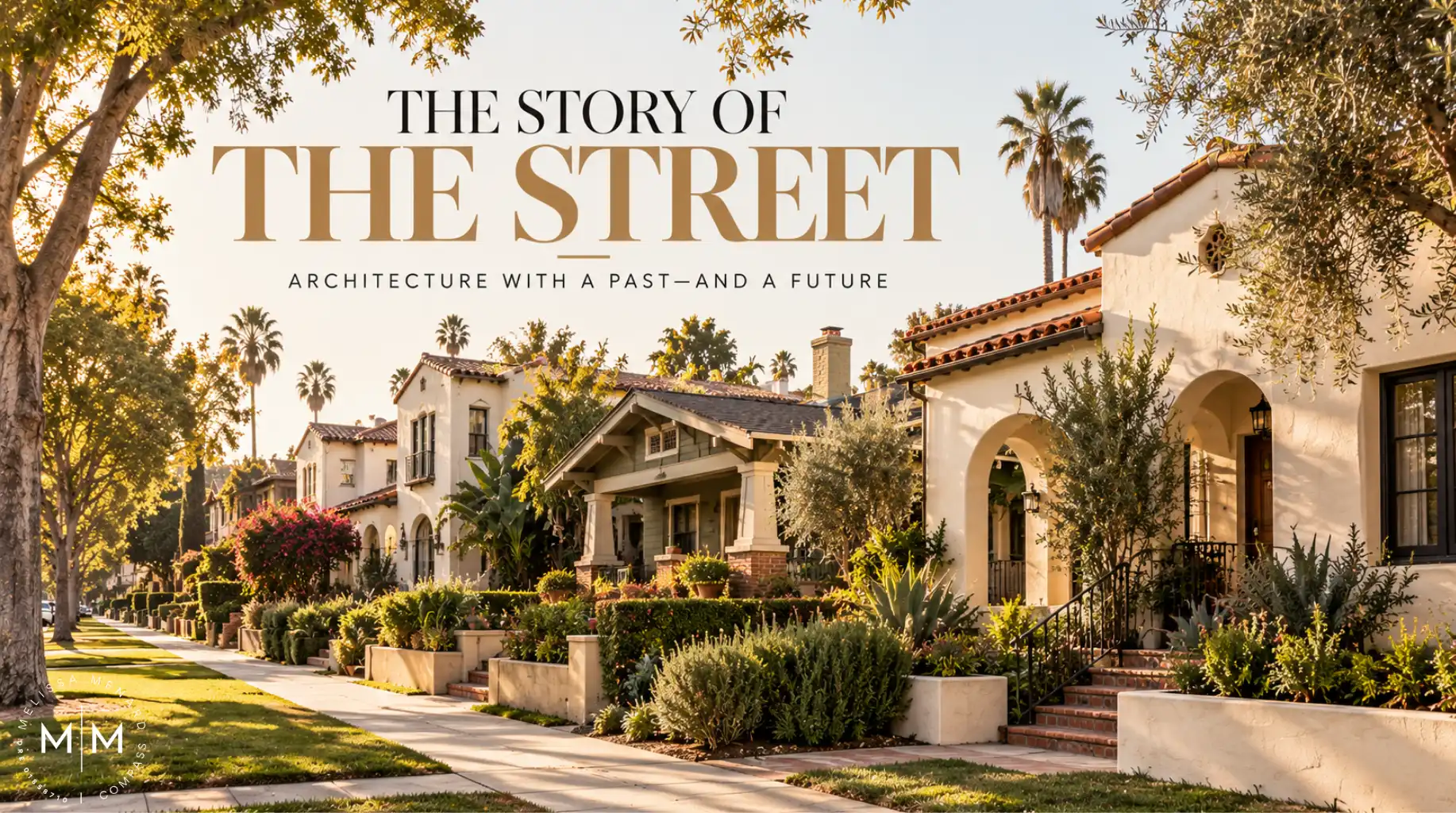 Mid-City residential streetscape displaying Craftsman and Spanish-style homes with front yard landscaping