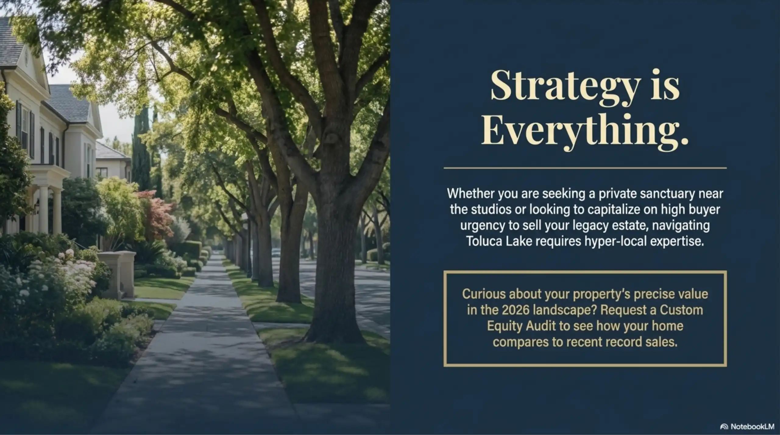 Residential sidewalk with mature trees and homes in Toluca Lake