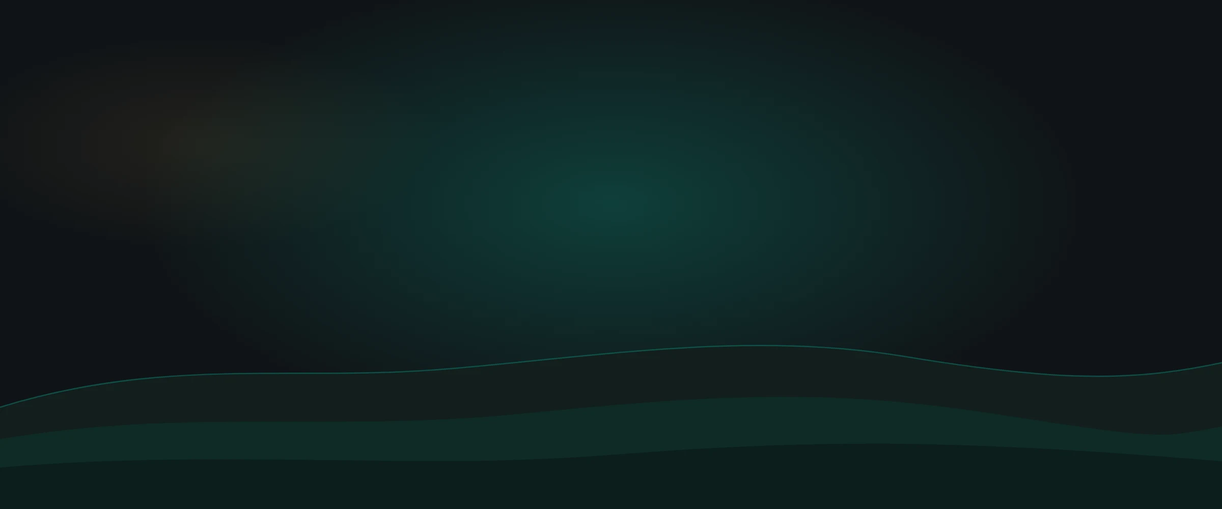 Abstract night sky with a soft teal glow over layered rolling hills (no text).