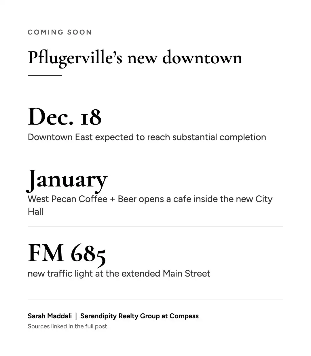 Pflugerville Downtown East timeline and new City Hall cafe