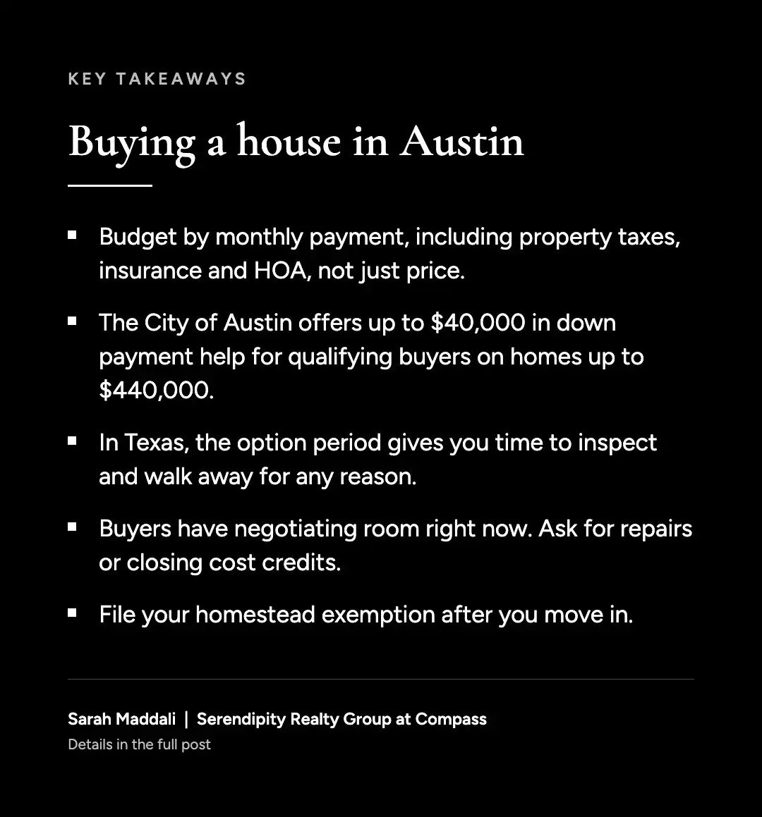 Key takeaways on how to buy a house in Austin, Texas