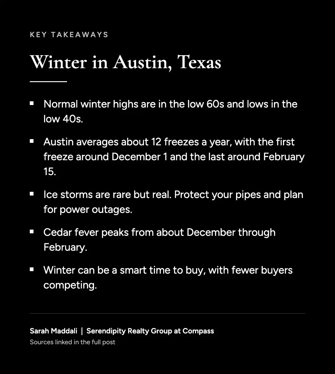 Key takeaways on what winter is like in Austin, Texas