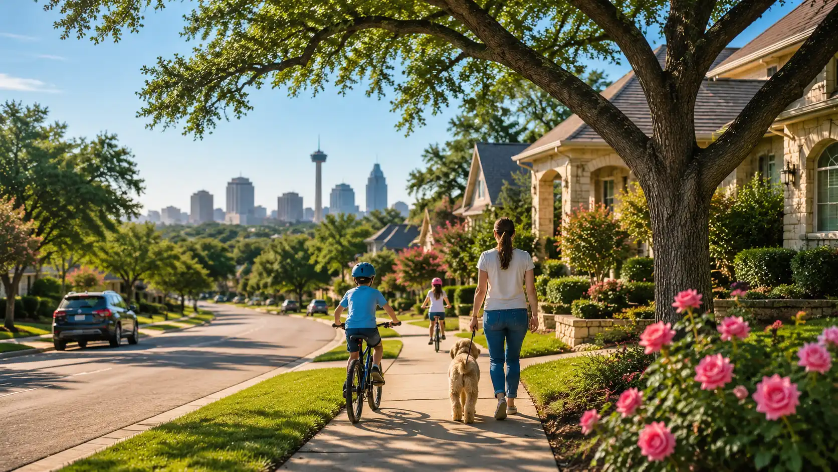 Beautiful San Antonio neighborhood representing what military families should know before moving to the area near Joint Base San Antonio.