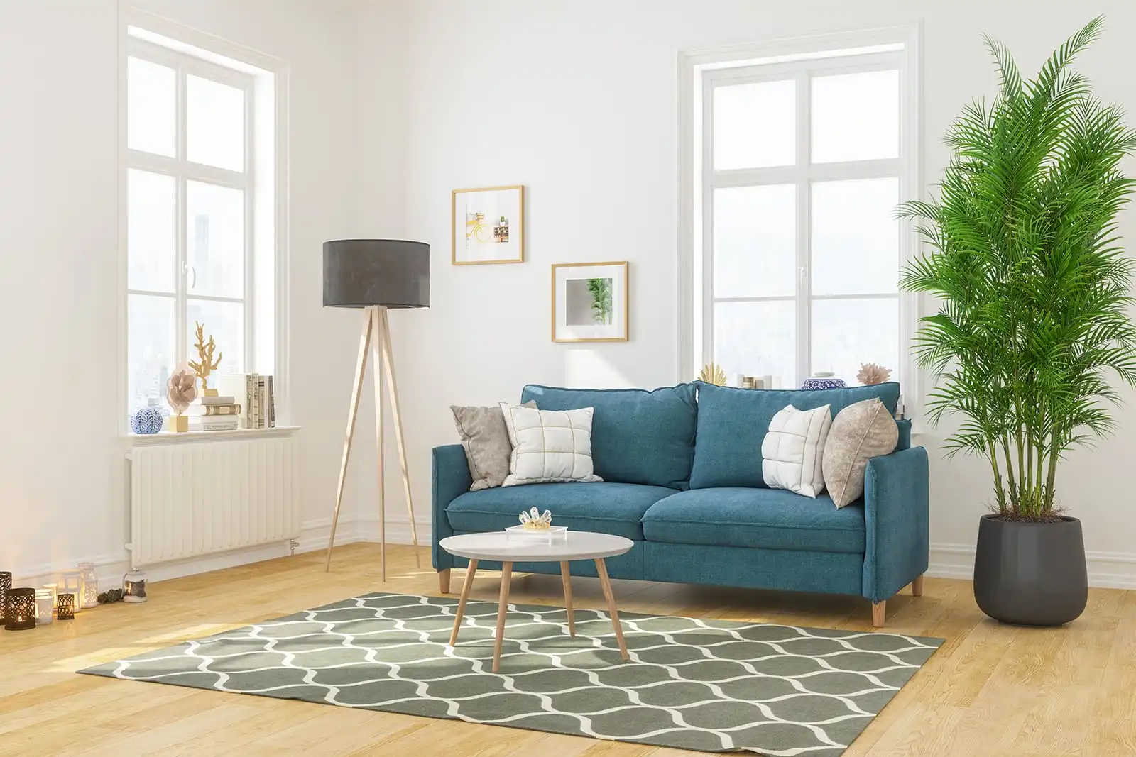 Bright living room with seating and natural light